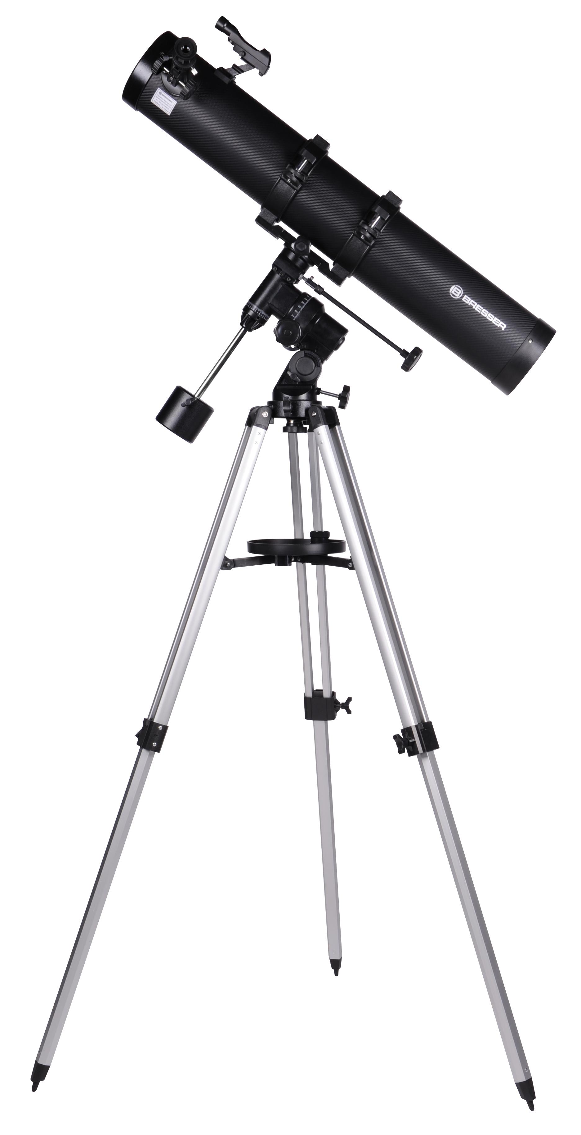 Teleskopas BRESSER Galaxia 114/900 EQ-Sky <228x su saulės filtru ir išmaniųjų telefonų ada
