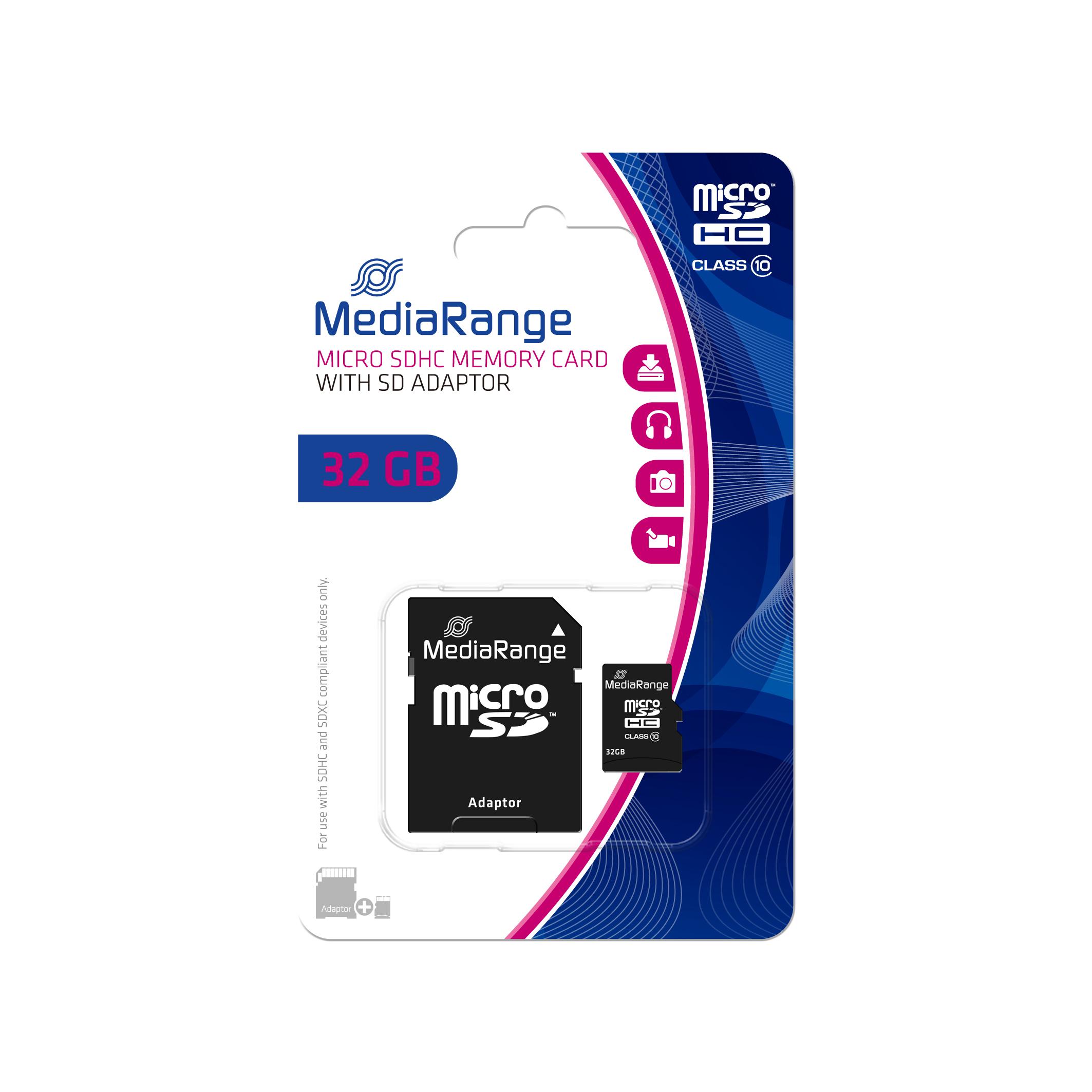 Atminties kortelė Karta MediaRange Micro SDHC 32 GB Class 10 UHS-I (MR959)