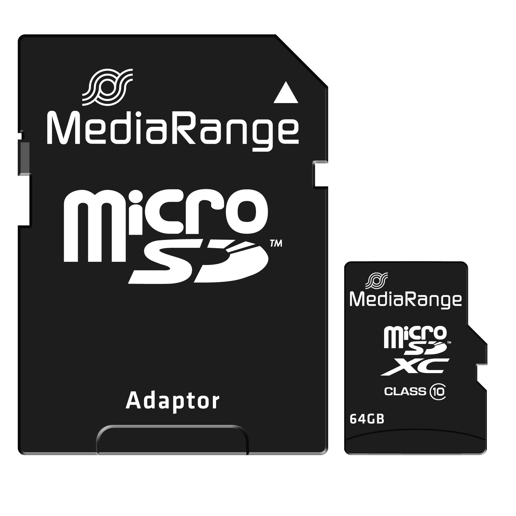 Atminties kortelė MediaRange SD MicroSD Card 64GB SD CL.10 inkl. Adapteris