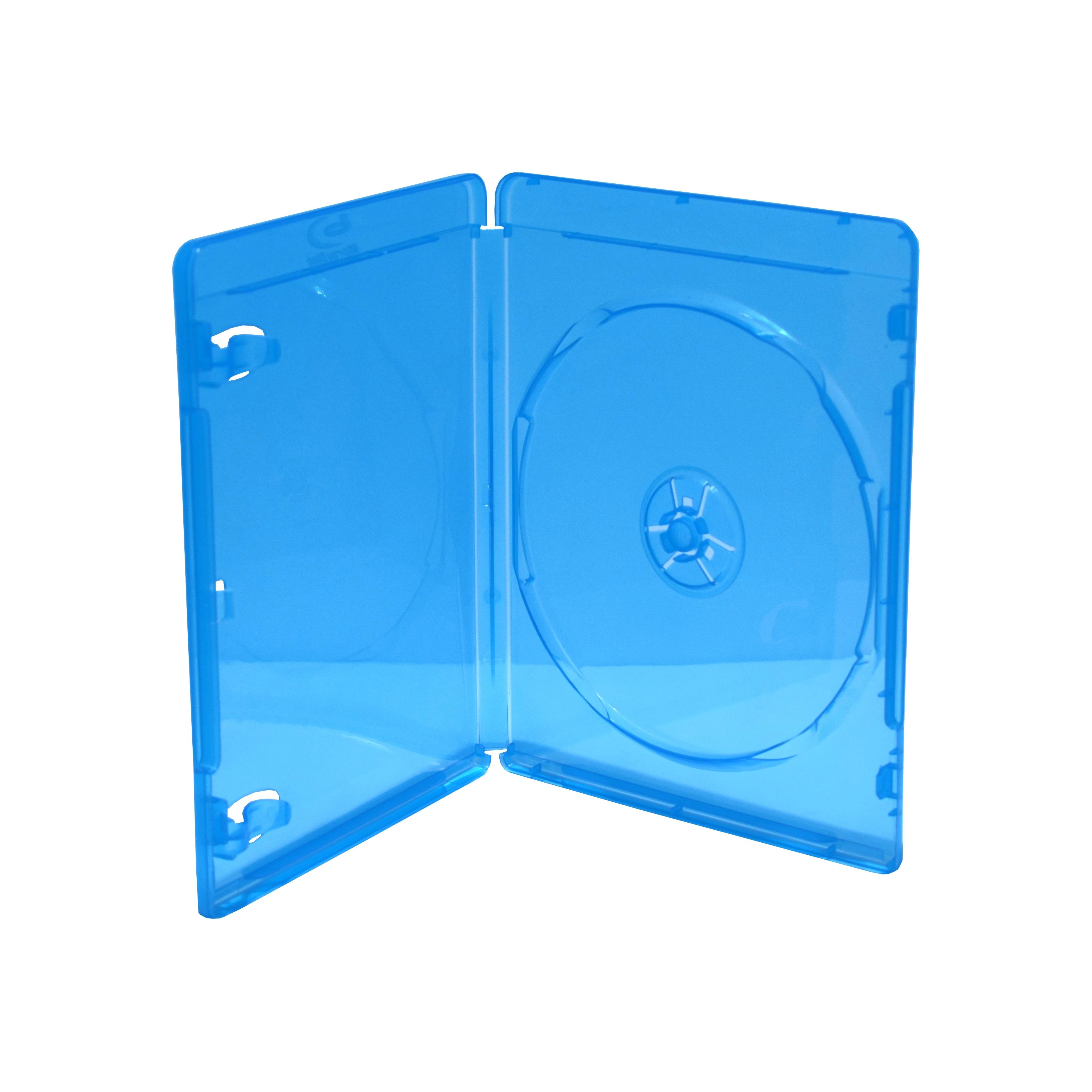 Atidarytas mėlynas Blu-ray disko dėklas