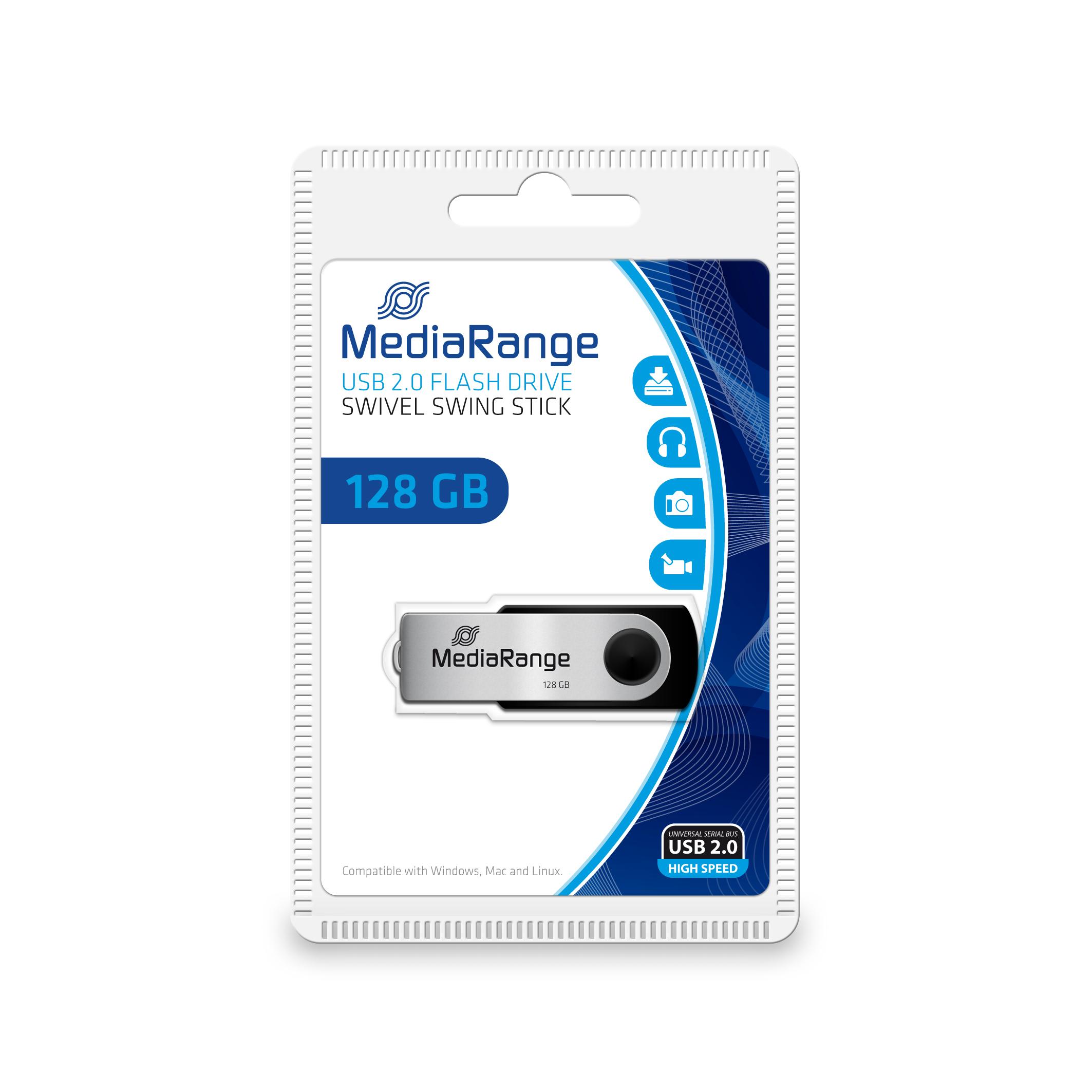 STICK 128GB MEDIARANGE MR913 Juodas - Sidabrinė
