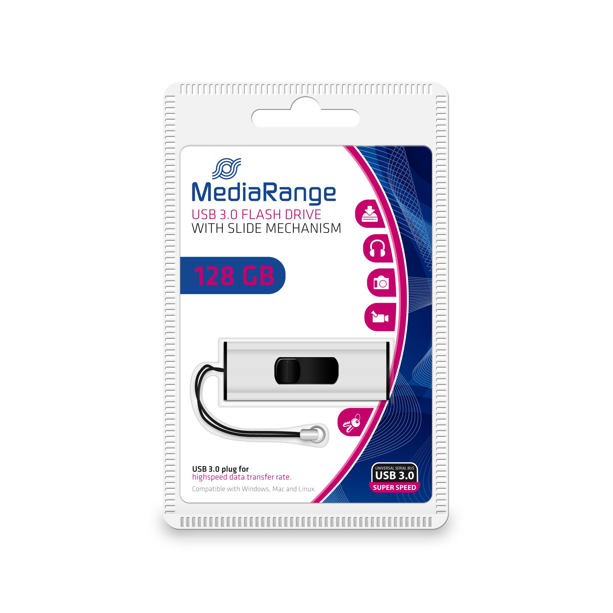STICK 128GB USB 3.2 MEDIARANGE MR918 USB Type-A Micro-USB - Dia - Juodas - Sidabrinė