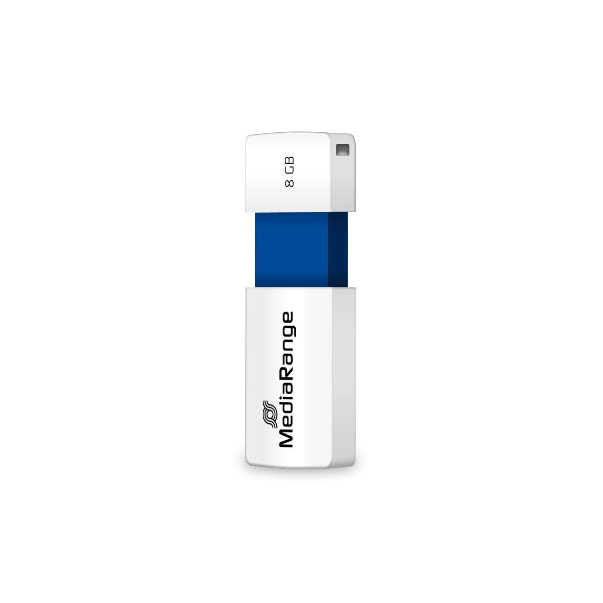 Mėlyna MediaRange Color Edition 8 GB, USB-Stick - baltas/mėlynas, USB-A 2.0