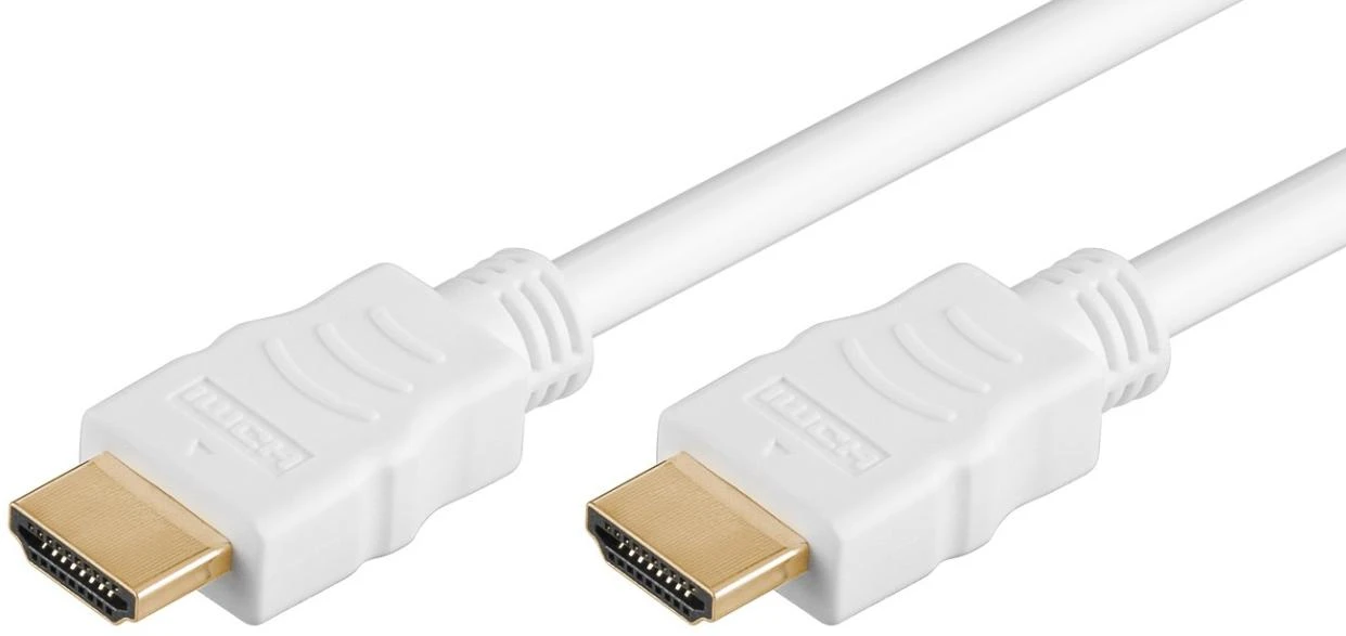 Baltas HDMI laidas su aukso spalvos jungtimis