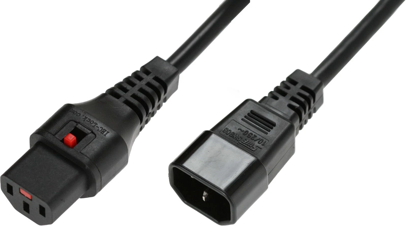 MicroConnect Assmann Electronic ASM IEC-PC1021 maitinimo kabelis, kištukas C14, Ho5VV-F 3 X 1.00mm2 iki C13 IEC LOCK, 2m juodas