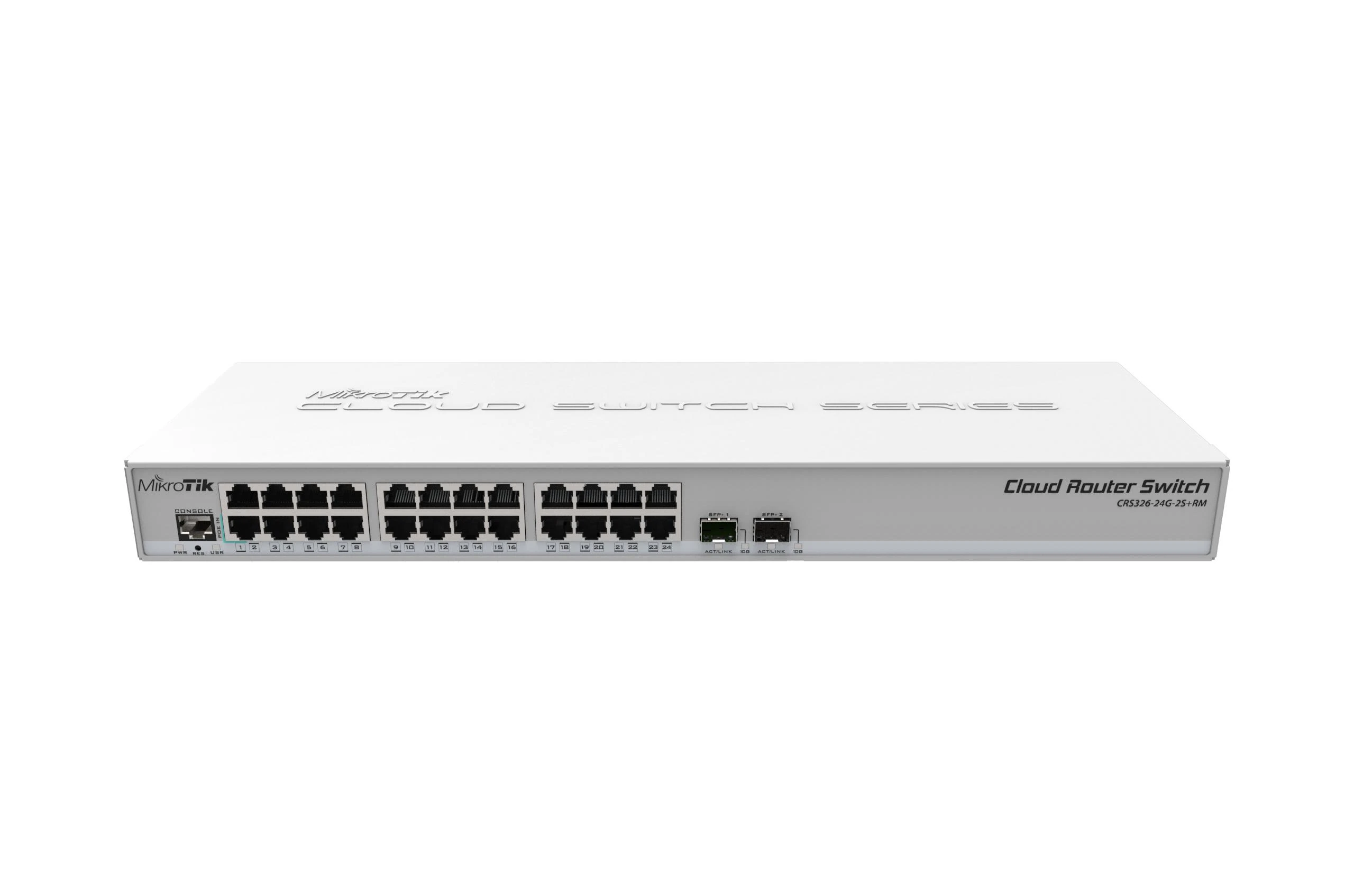 MikroTik | Cloud Maršrutizatorius Switch CRS326-24G-2S+RM | Tvarkoma L3 | Montuojamas ant stovo | Gigabit Ethernet (vario) jungtys kiekis 24 | SFP+ jungtys kiekis 2 | 12 mėn.