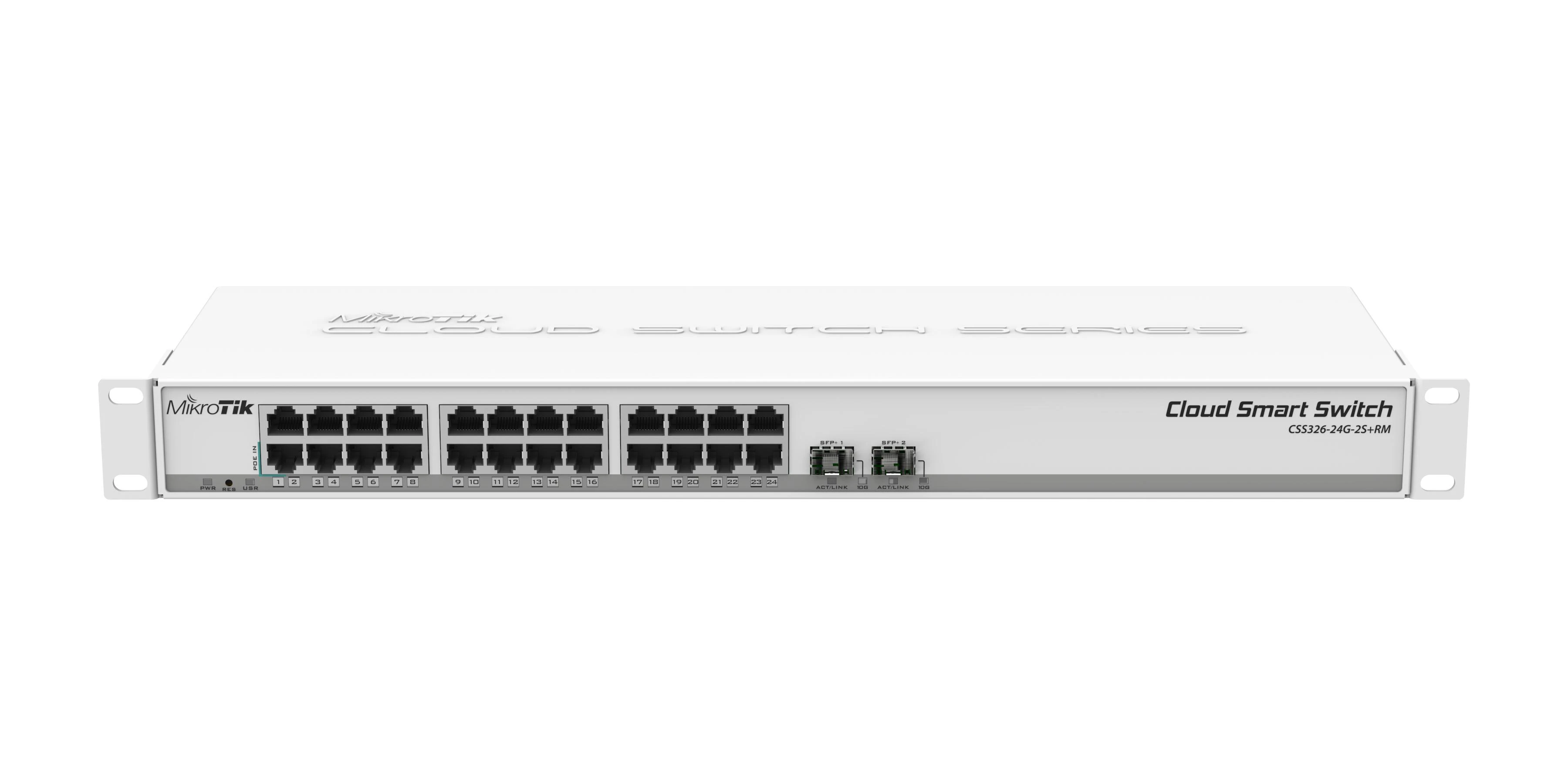 Šakotuvas MikroTik | Cloud Smart Switch | CSS326-24G-2S+RM | Tvarkoma L2 | Montuojamas ant stovo | Gigabit Ethernet (vario) jungtys kiekis 24 | SFP+ jungtys kiekis 2 | 12 mėn.
