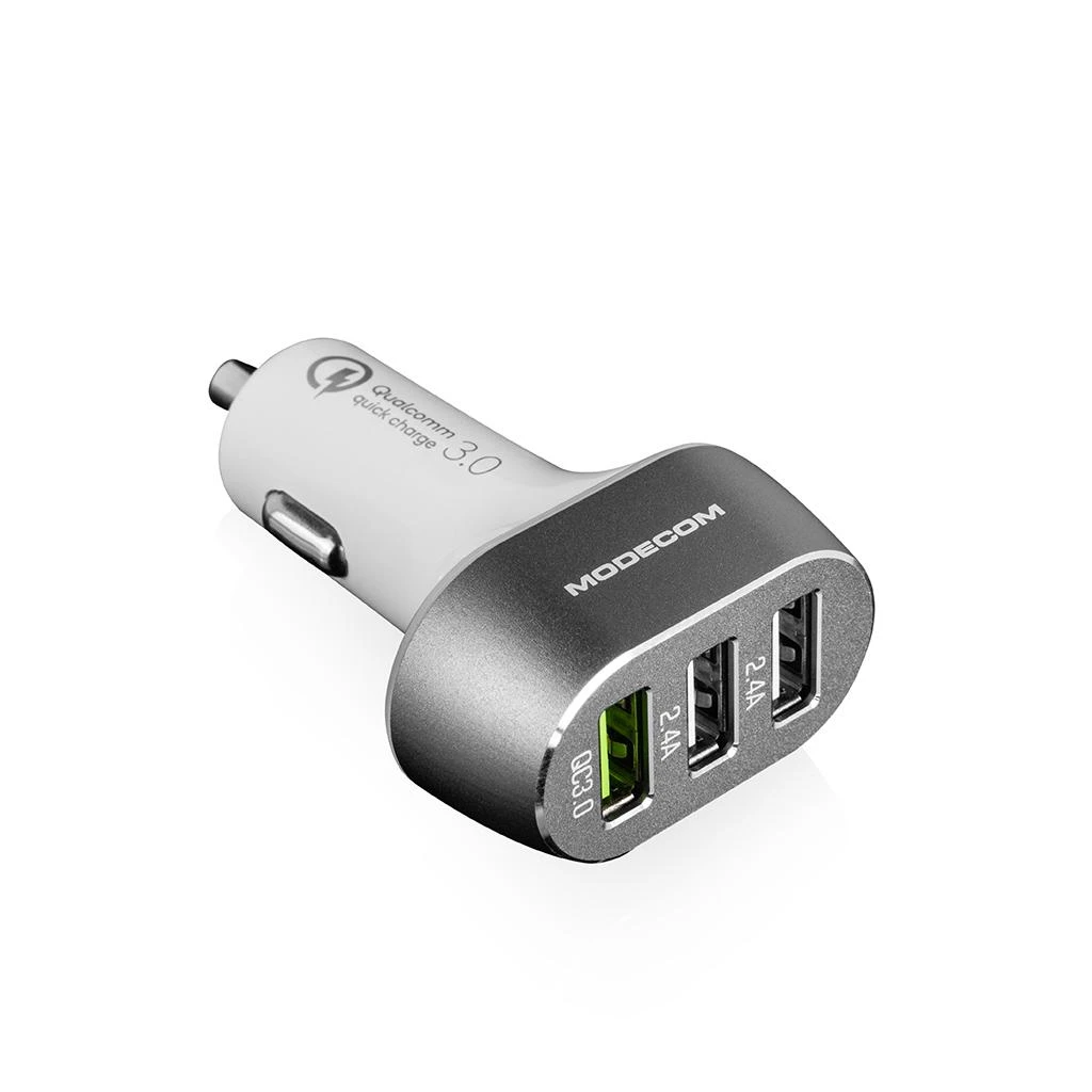 MODECOM automobilinis įkroviklis MC-CU3 (Quick Charge 3.0 + 2x USB)