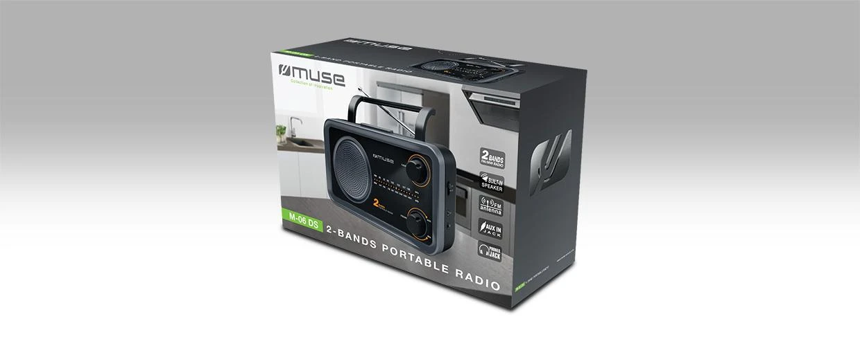 Muse | 2-bands portable radio | M-06DS | AUX in | Pilkas