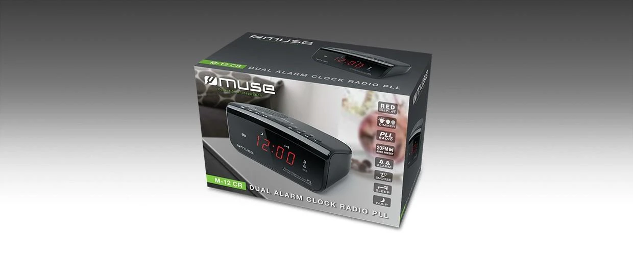 Muse Mūza | Laikrodžių radijas PLL | M-12CR | Signalizacijos funkcija | Juodas