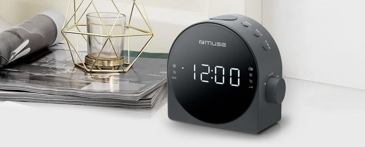 Muse Mūza | Dvigubas žadintuvo radijas PLL | M-185CR | AUX į | Juodas