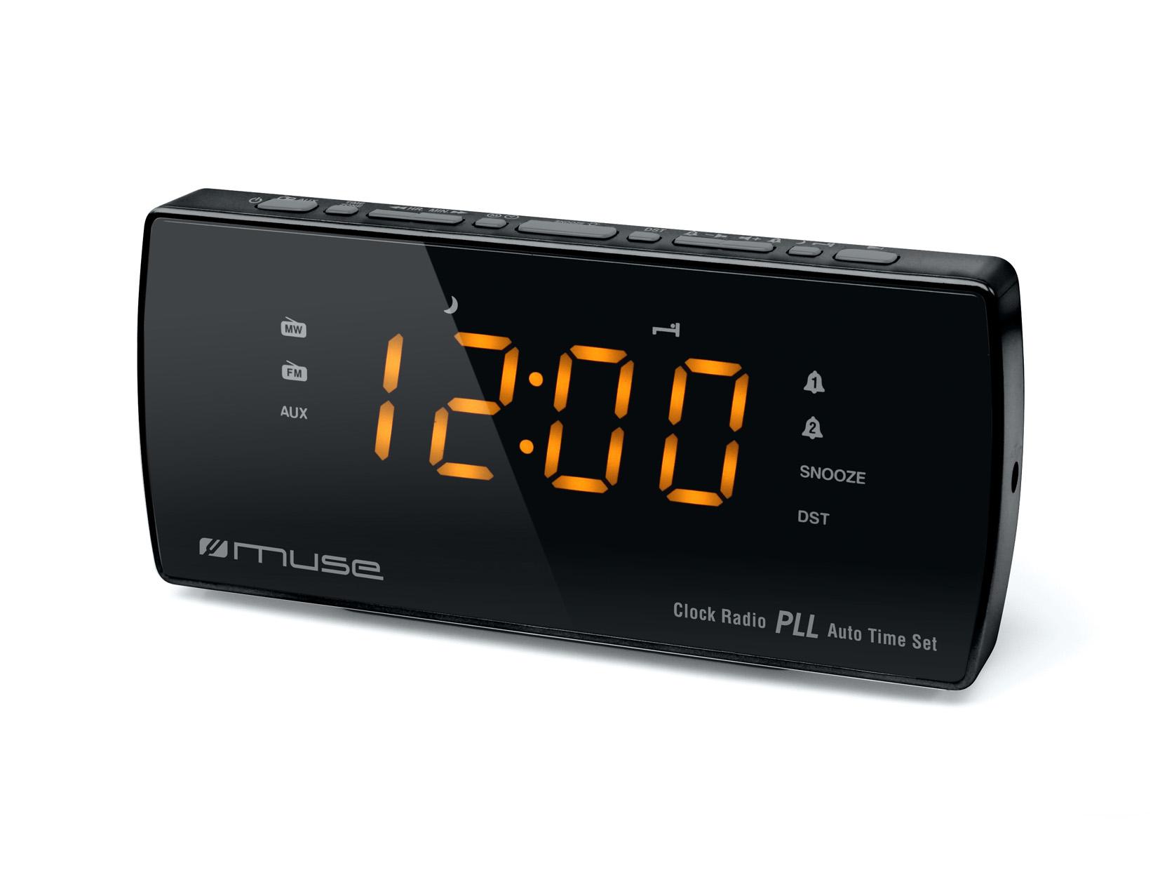 Muse Mūza Dvigubas žadintuvo radijas PLL M185CR AUX į Juodas