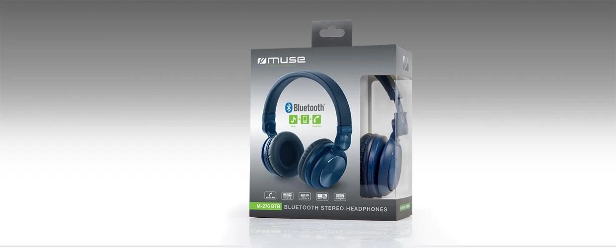 Belaidės ausinės Muse M-276BTB, Mėlynos