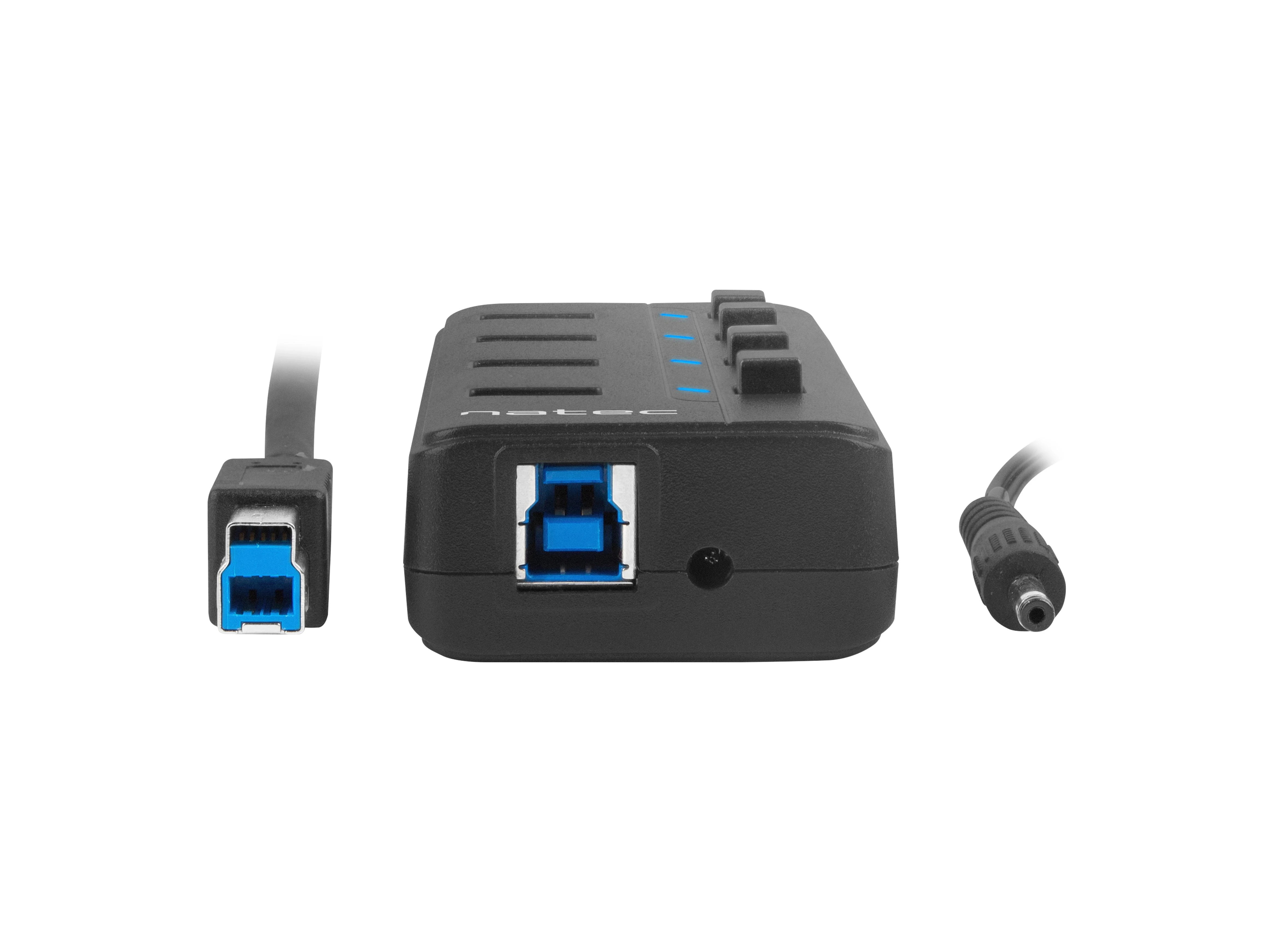 NATEC NHU-1557 Hub USB 3.0 Mantis2 4-jungtys on/off with AC Adapteris Juodas