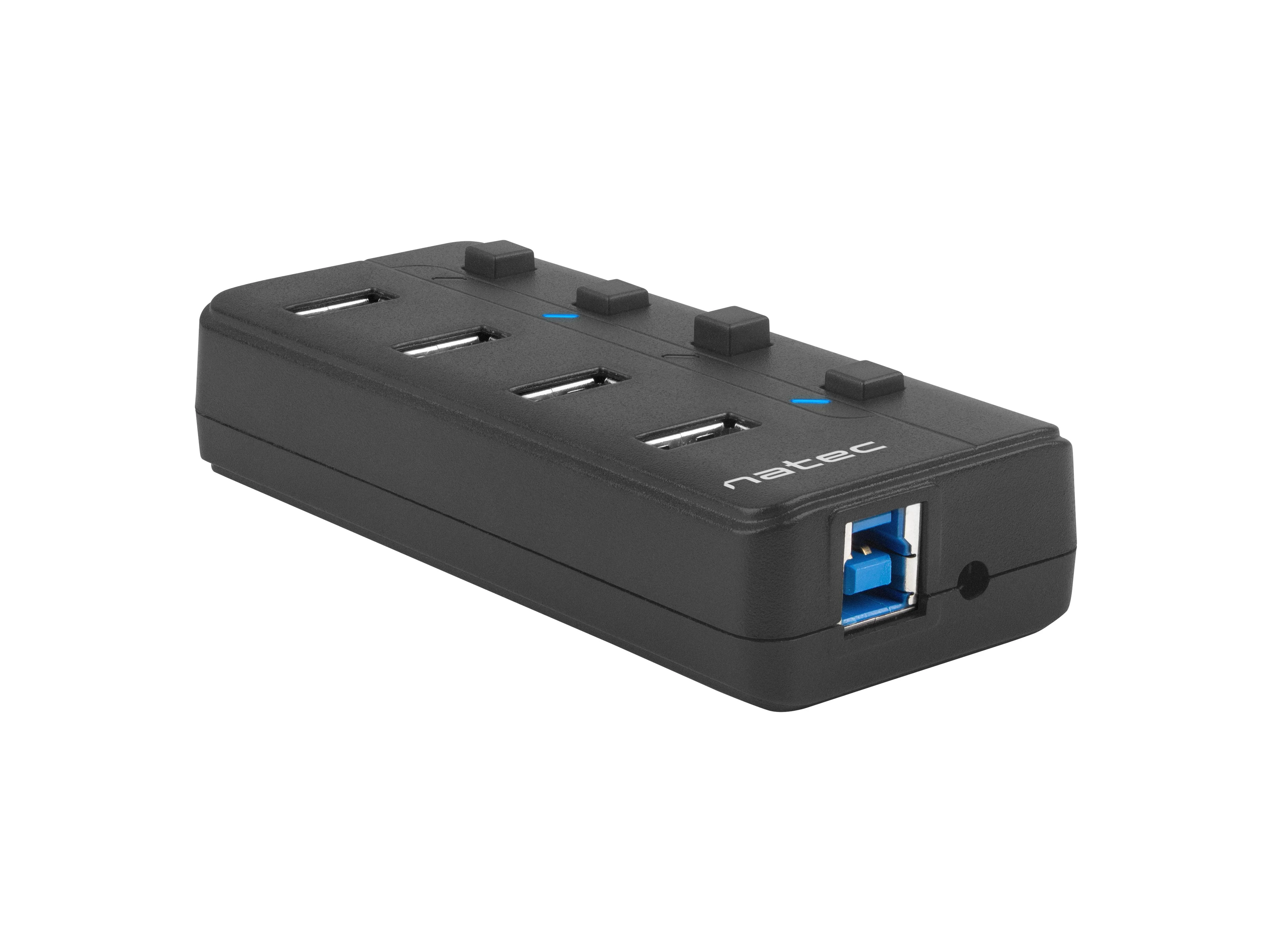 NATEC NHU-1557 Hub USB 3.0 Mantis2 4-jungtys on/off with AC Adapteris Juodas