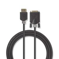 Nedis HDMI™ kabelis | HDMI™ jungtis | DVI-D 24+1 kontaktų jungtis 1080p | Paauksuotas | 2,00m | Tiesus | PVC | Antracitas | Pakuotė su langu ir Eu