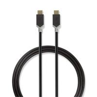 Nedis USB laidas | USB 3.2 Gen 1 | USB-C™ jungtis | USB-C™ jungtis | 4K@60Hz | 5 Gbps | Nikeliuotas | 1,00 m | apvalus | PVC | Antracitas | Pakuotė su S