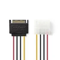 Nedis vidaus maitinimo kabeliai | Molex jungtis | 2x SATA 15 kontaktų lizdas | Paauksuotas | 0,15 m | apvalus | PVC | Įvairiaspalvis | vokas