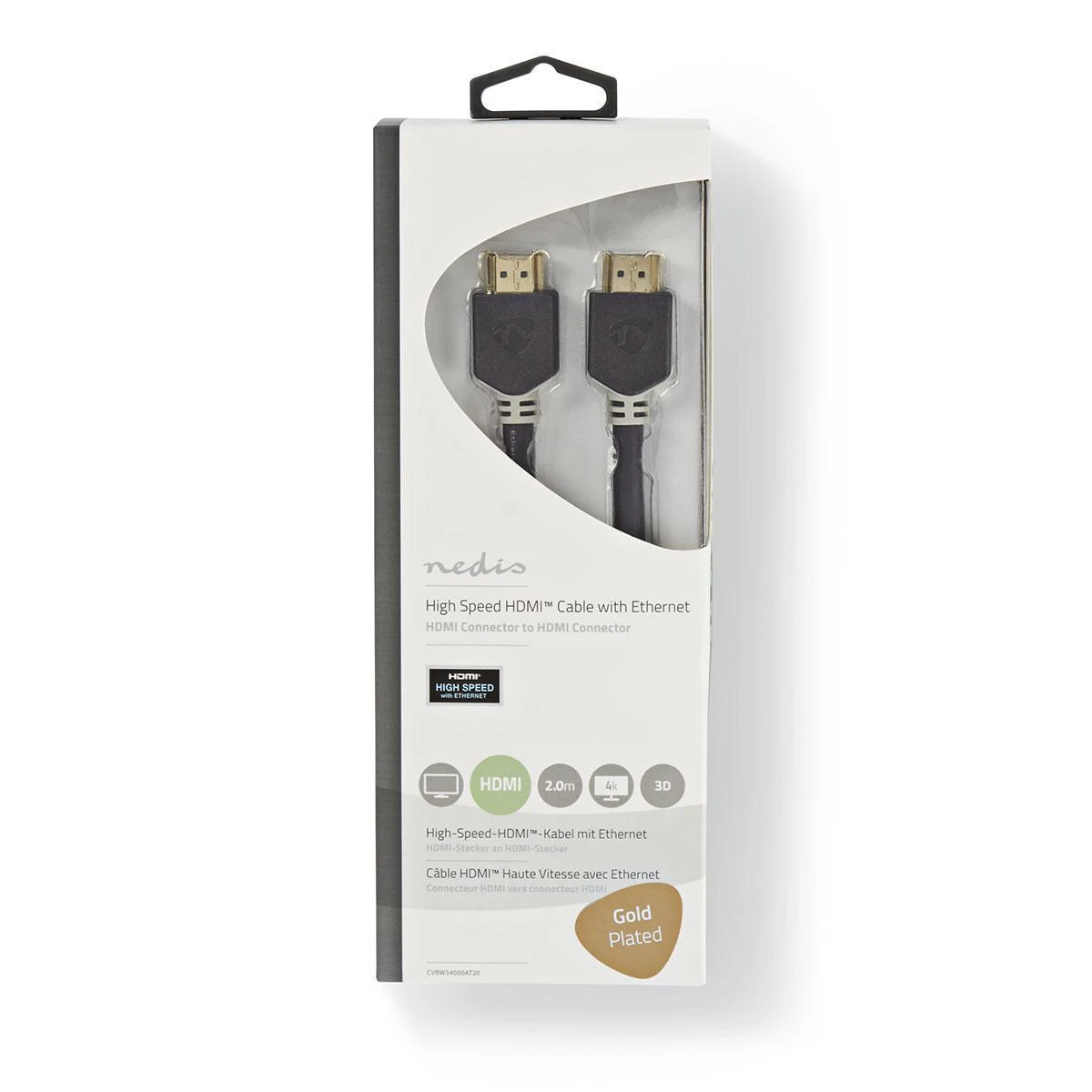Nedis HDMI kabelis 2m pakuotėje
