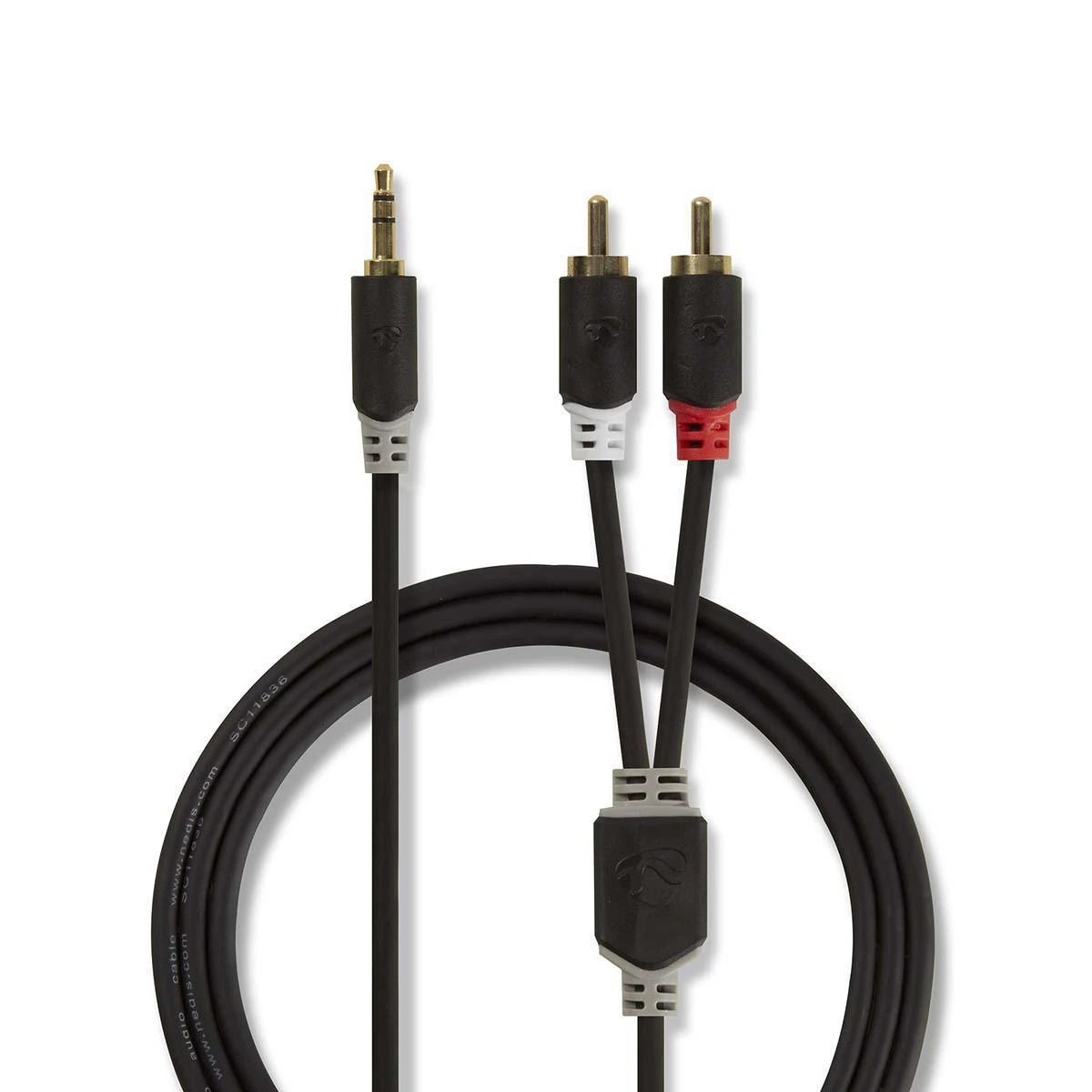 Kabelis Nedis Aux Audio Cable 3.5 mm -> 2x RCA 3m Juodas