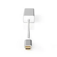 Nedis USB adapteris USB 3.2 Gen 1 USB-C™ vyriškas – RJ45 moteriškas, 1 Gbps, 0,20 m, apvalus, paauksuotas, pintas / nailonas, sidabras