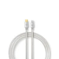Nedis USB laidas | USB 2.0 | Apple Lightning 8 pin | USB-C™ jungtis | 480Mbps | Paauksuotas | 2,00m | apvalus | Pintas / nailonas | Aliuminis | pakavimas