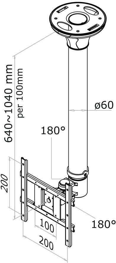 Neomounts Newstar FPMA-C200 lubinis plokščiųjų ekranų laikiklis 101,6 cm (40") Juoda