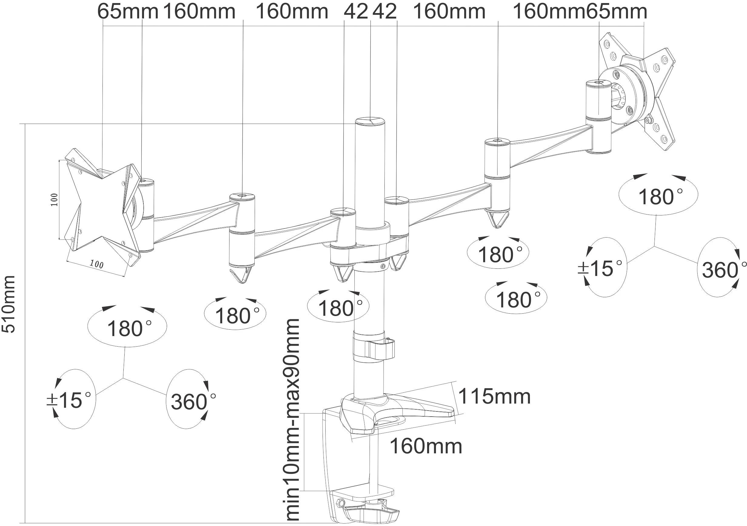 Laikiklis Newstar FPMA-D1330D 68,6 cm (27") Gnybtas / varžtai Sidabras