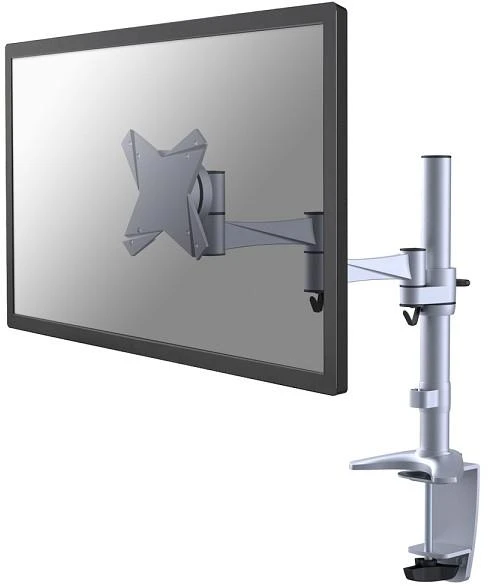 Neomounts NEWSTAR FPMA-D1330SILVER stalo laikiklis/spaustukas, plokščiaekranis, 10–30 colių, VESA 75x75/100x100 mm, pasukamas, sidabrinis