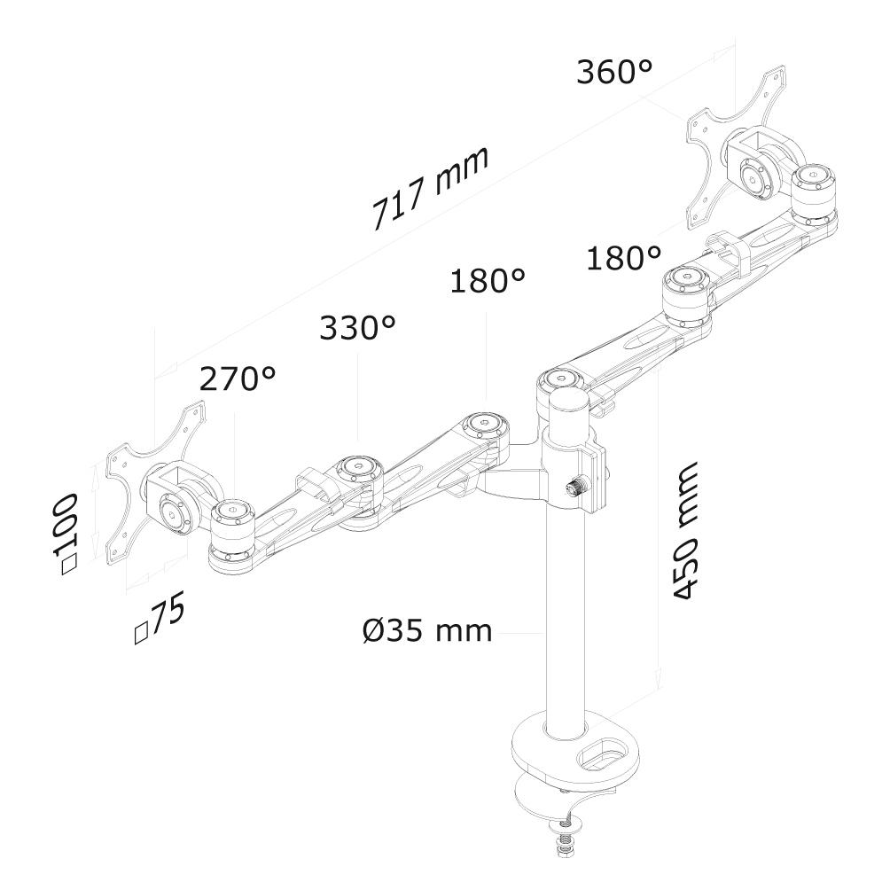Laikiklis Neomounts NEWSTAR PLOKŠČIO EKRANO STALO MOUNTIKAS (GROMMET) 10-27" Sidabrinis