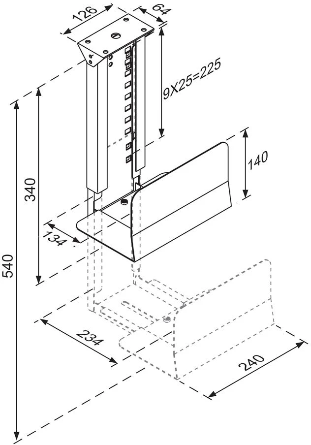 Laikiklis NEOMOUNTS BY NEWSTAR CPU Holder 30kg H:39-54cm/w: 13-23cm Sidabrinis