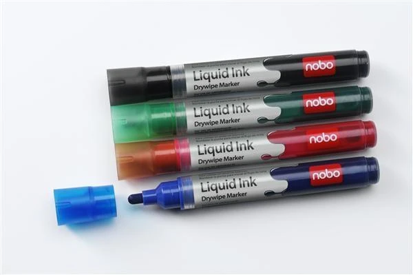 Baltos lentos žymekliai NOBO Liquid Ink, 12 vnt., įv. spalvų