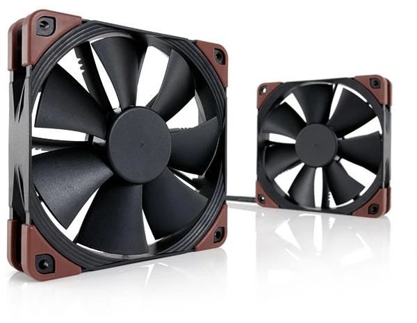 Noctua NF-F12 ventiliatorių pora su rudomis detalėmis