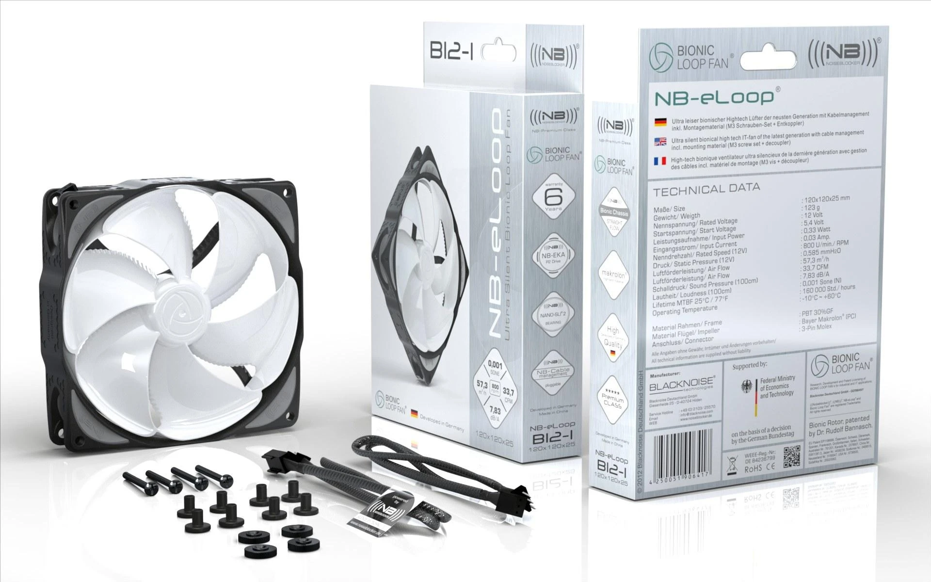 Noiseblocker B12-PS ventiliatoriaus komplektas su pakuote