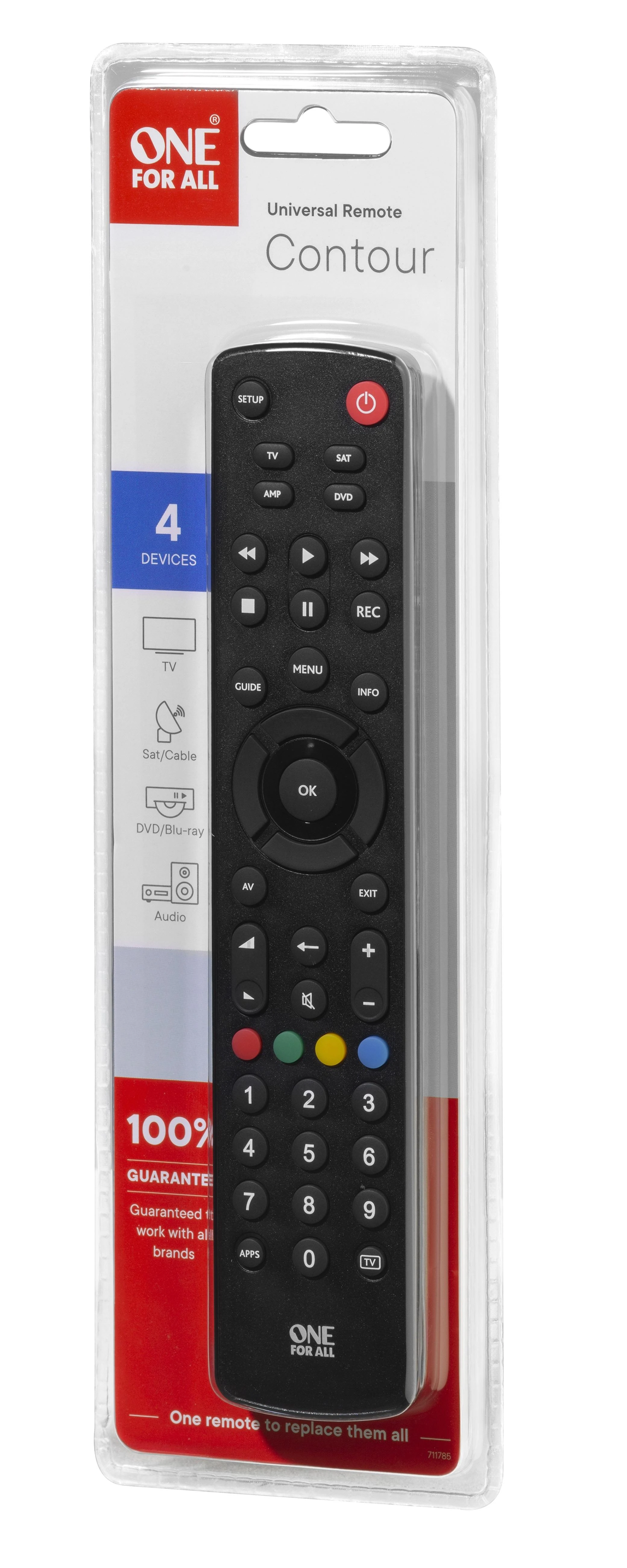 One For All ONE skirtas ALL 4, Universal Contour 4 televizoriaus nuotolinio valdymo pultas