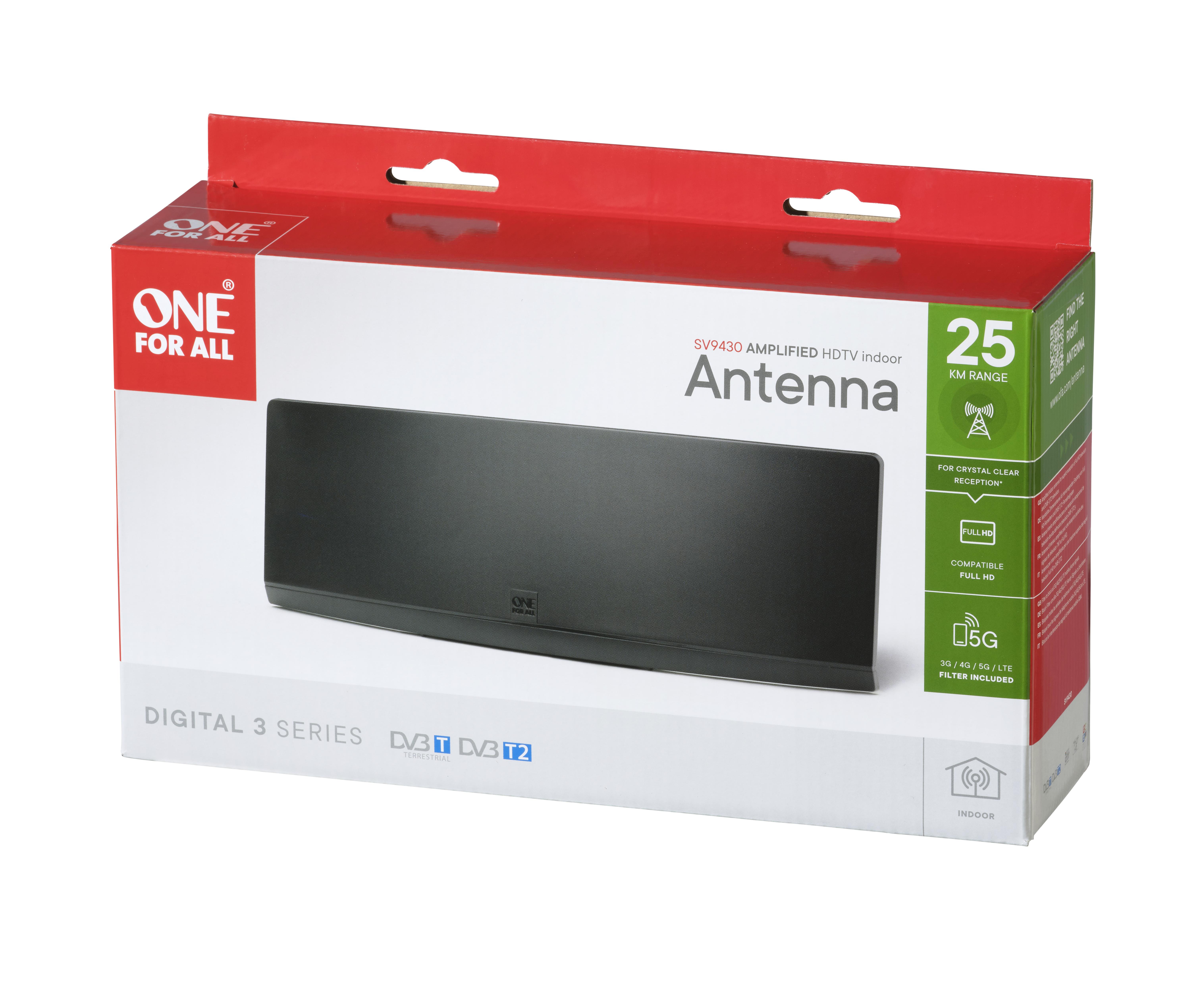 Skaitmeninė vidaus antena ONE FOR ALL UHD, DVB-T2, 1m / SV9430