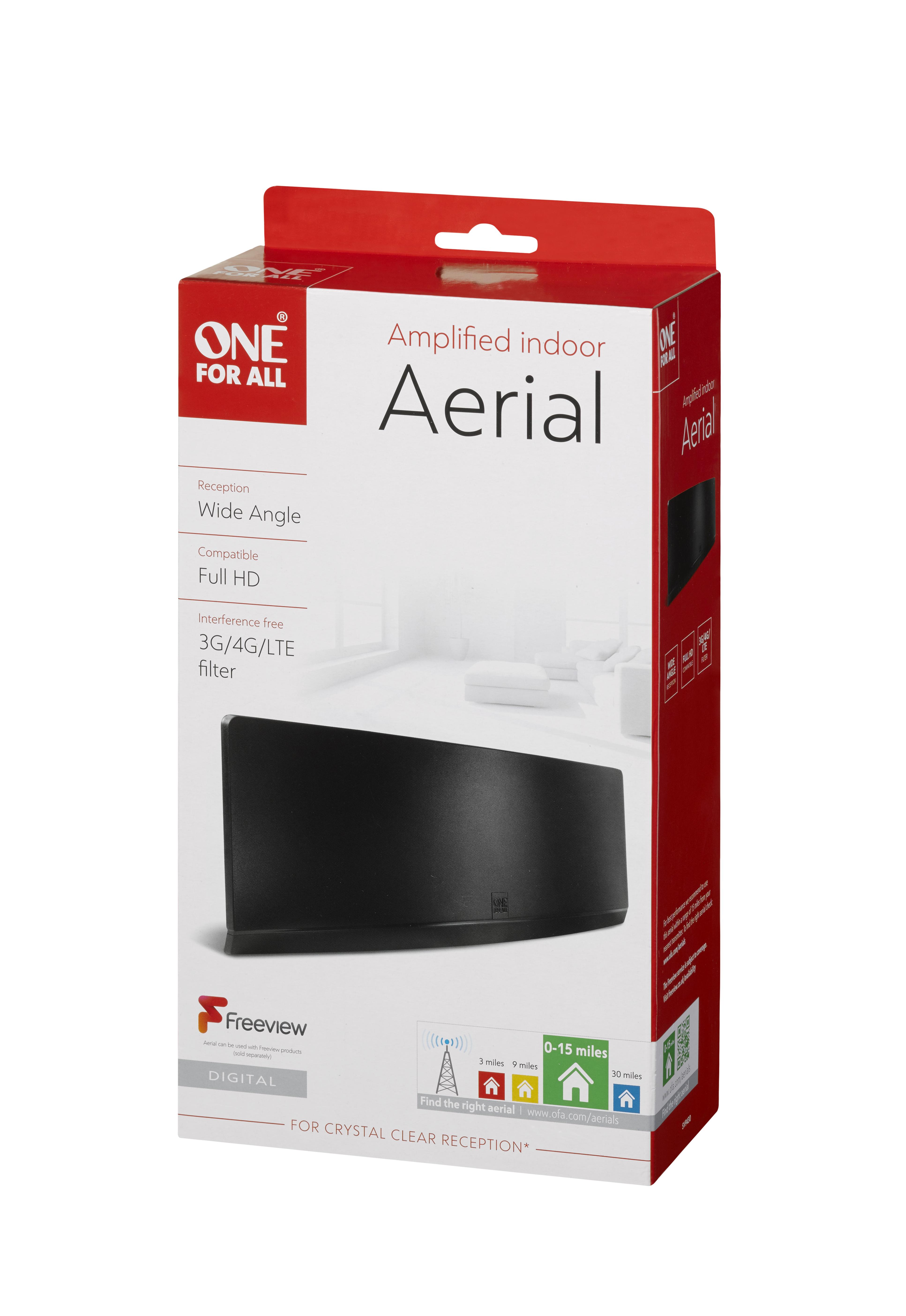 Skaitmeninė vidaus antena ONE FOR ALL UHD, DVB-T2, 1m / SV9430