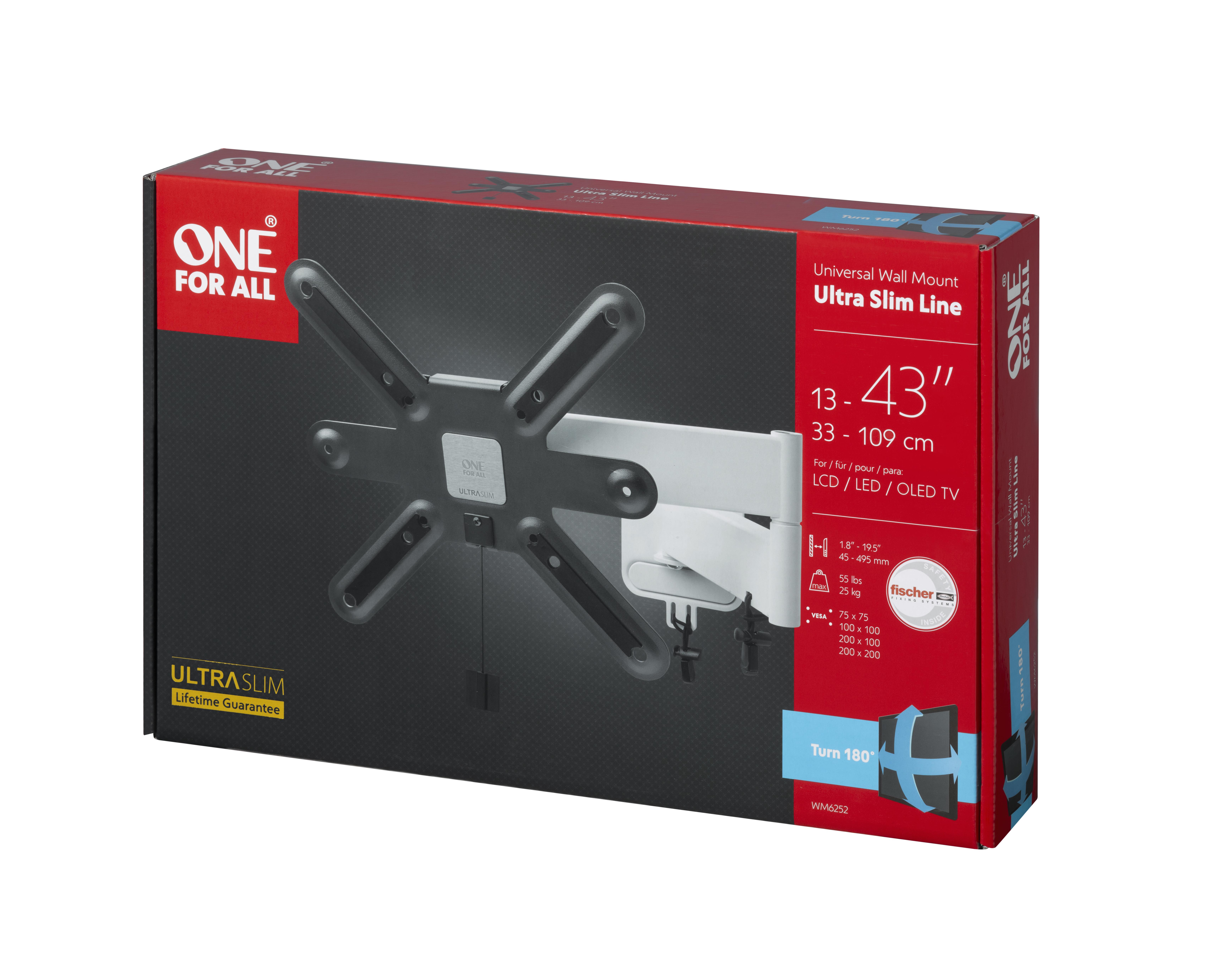 ONE For ALL Wall Mount, WM 6252, 1343 ", Turn, Maximum weight