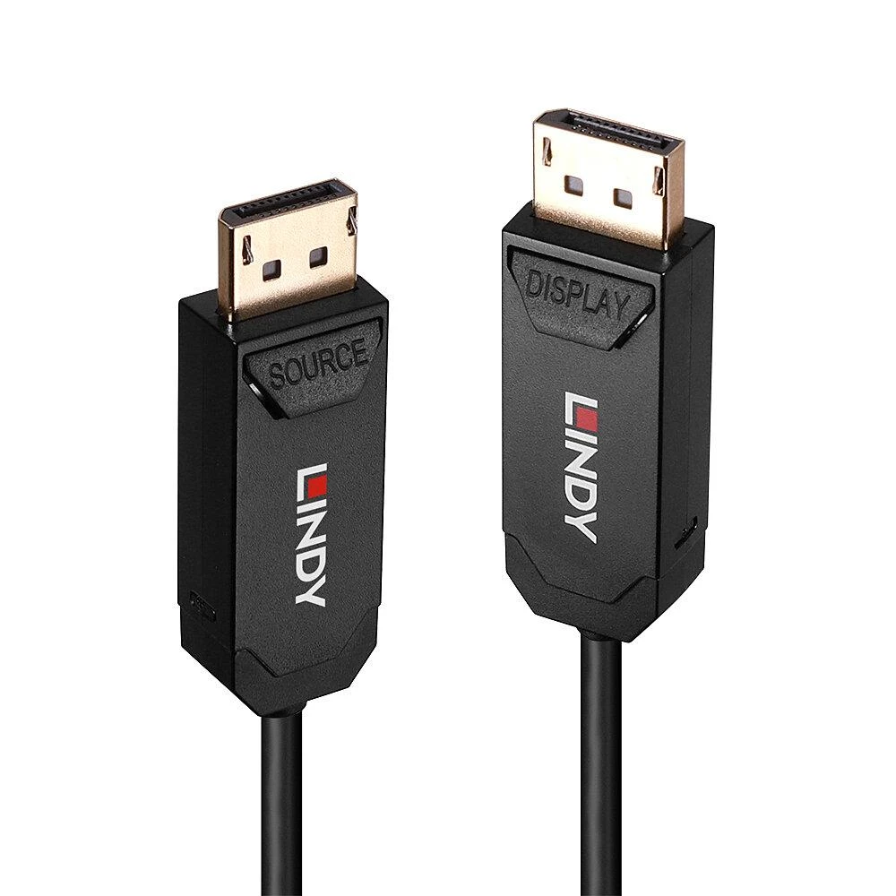 Lindy DisplayPort kabelio jungtys su Source ir Display žymėjimu