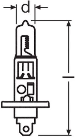 Osram H1 lemputės matmenų schema