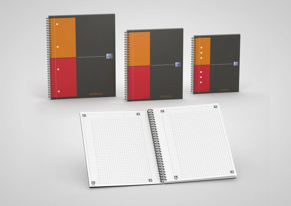 Sąsiuvinis su spirale OXFORD INTERNATIONAL NOTEBOOK, A4+, 80 lapų, langeliai