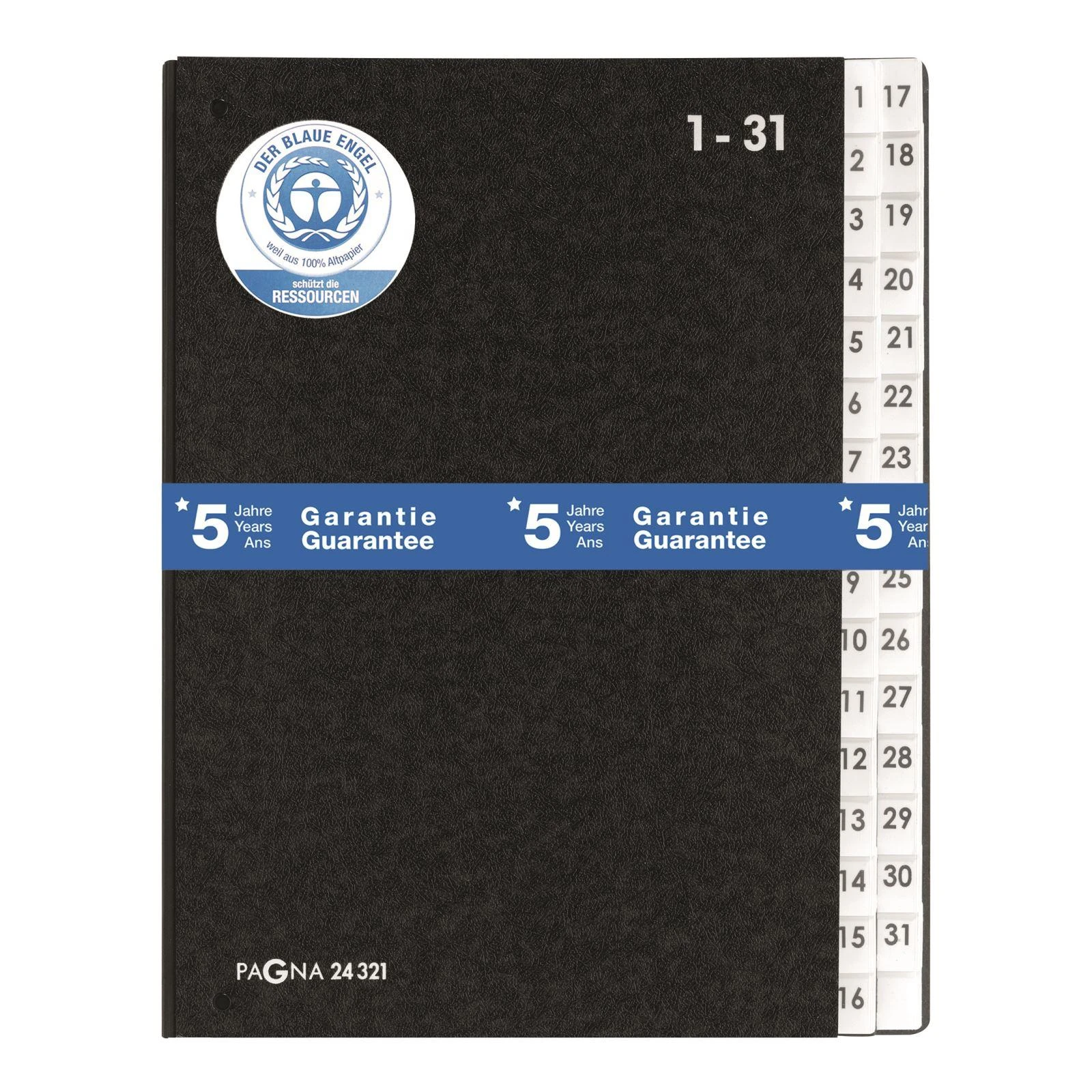 Pagna dokumentų segtuvas su 1-31 numeruotais skirtukais