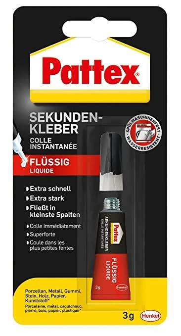 Pattex Sekundenkleber Classic Flüssig WA97, Tube mit 3g