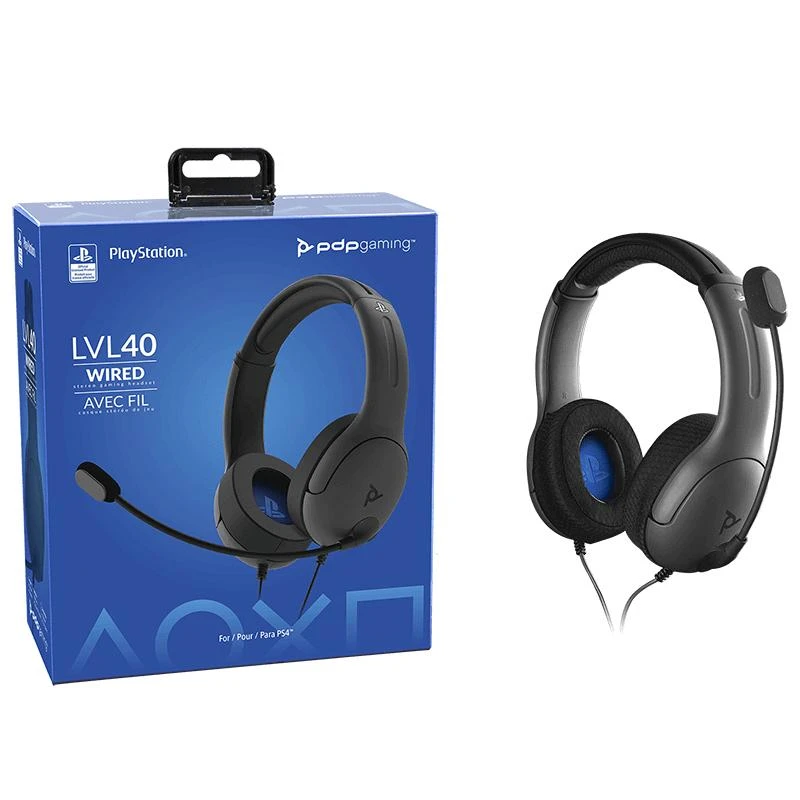 Žaidimų ausinės PDP Gaming LVL 40, skirtos PS4, Pilkos