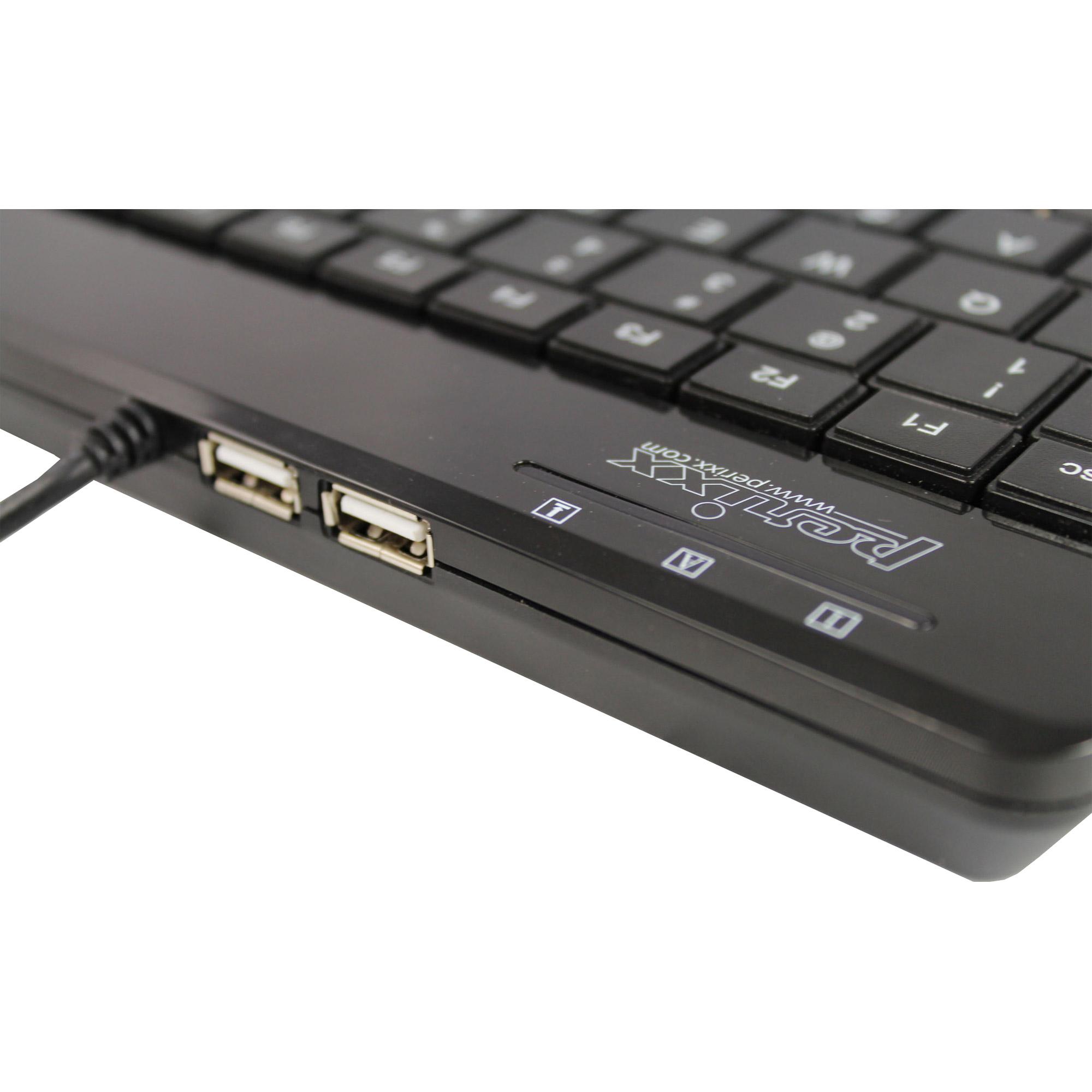 Klaviatūra Perixx PERIBOARD-505H Plus Mini USB Trackball Hub Juodas