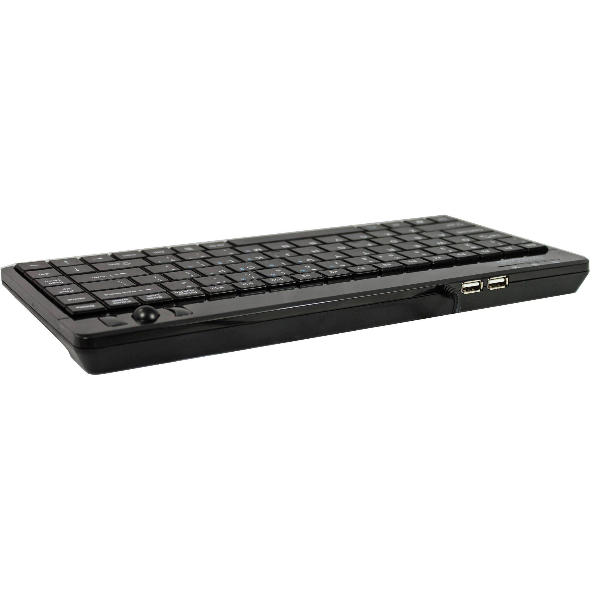 Klaviatūra Perixx PERIBOARD-505H Plus Mini USB Trackball Hub Juodas