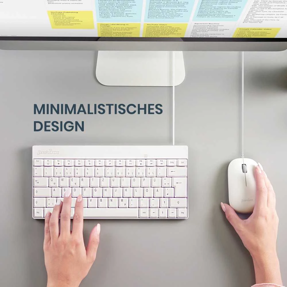 Klaviatūra ir pelė Perixx Perixx PERIDUO-212 DE, mini USB klaviatūra and pelė set, baltas