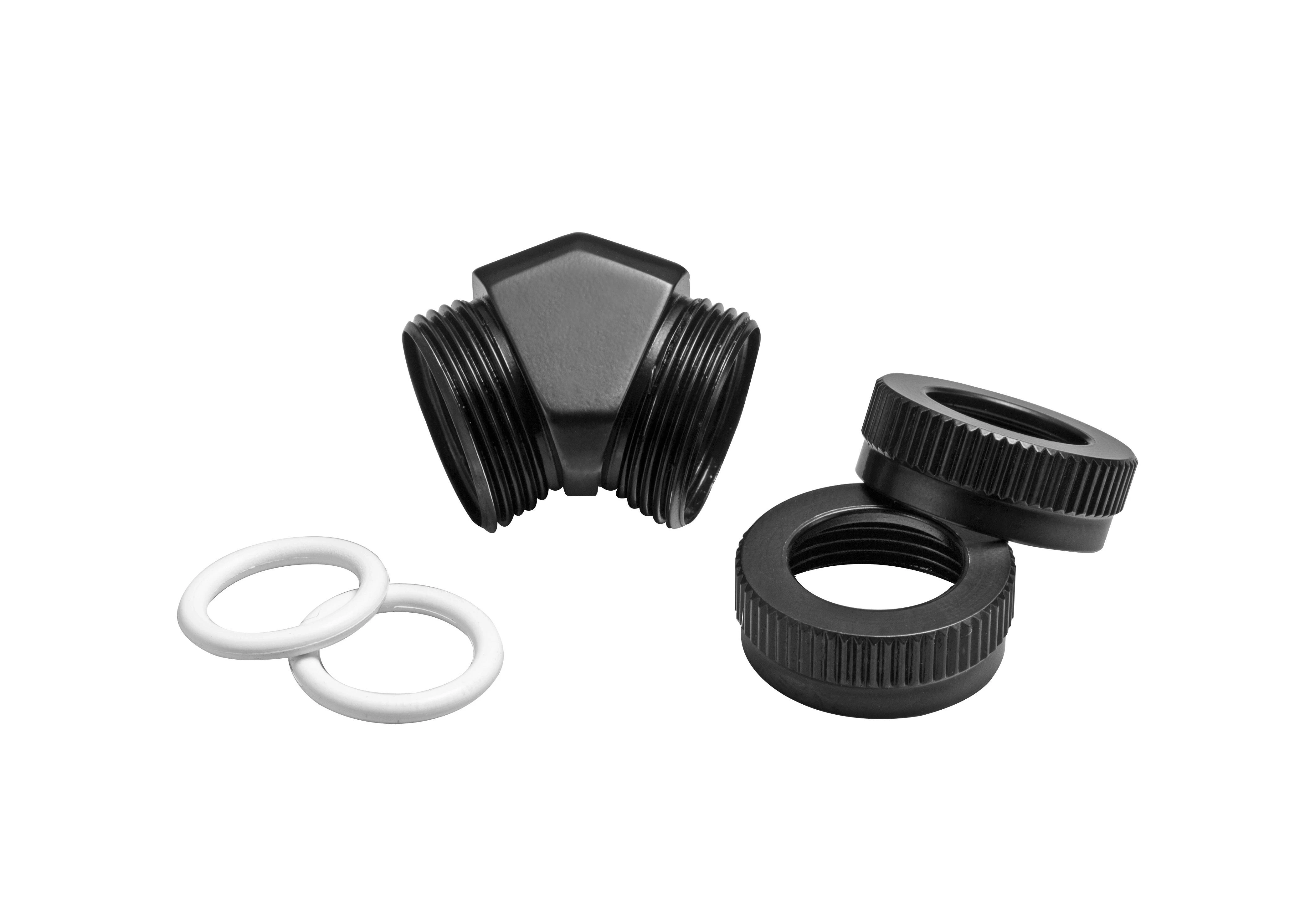 PHANTEKS Hard-Tube Adapteris 2x 12mm 45 degrees – juodas