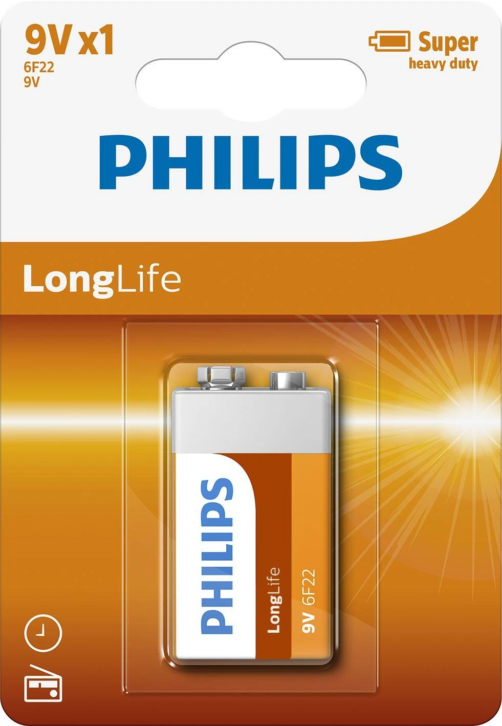 PHILIPS 6F22L1B/10 Baterija PHILIPS LONGLIFE 9V 6F22 (BLISTER OF 1)