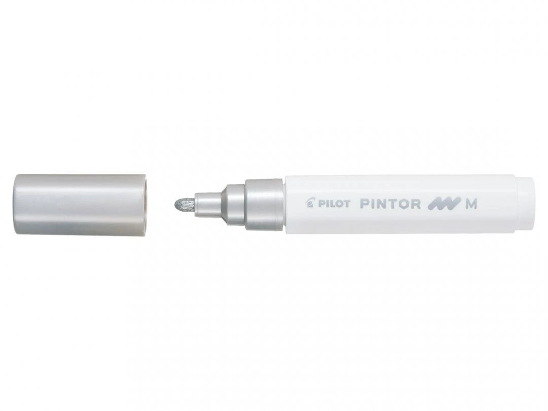 Pilot Pen Permanentinis žymeklis Pultas PINTOR 1.4 mm, apvali galvutė, sidabrinė sp.